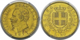 Italie
 Victor-Emmanuel II (1861-1878) 
 20 lires or - 1871 R Rome.
 Très rare dans cette qualité. 
 Pratiquement FDC - PCGS MS 63
 400 / 600