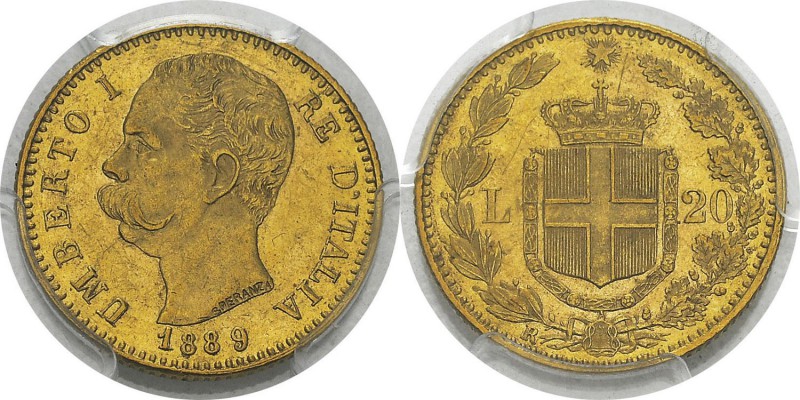 Italie
 Umberto I (1878-1900)
 20 lires or - 1889 R Rome. 
 Année rare.
 Sup...