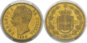 Italie
 Umberto I (1878-1900)
 20 lires or - 1889 R Rome. 
 Année rare.
 Superbe - PCGS AU 58
 300 / 400