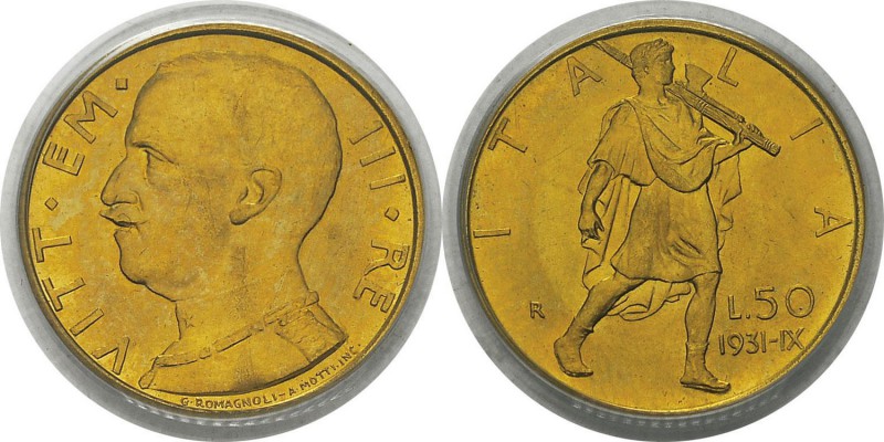 Italie
 Victor-Emmanuel III (1900-1946) 
 50 lires or - 1931 An IX R Rome. 
 ...