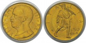 Italie
 Victor-Emmanuel III (1900-1946) 
 50 lires or - 1931 An IX R Rome. 
 Pratiquement FDC - PCGS MS 64
 350 / 450