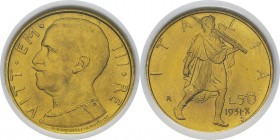 Italie
 Victor-Emmanuel III (1900-1946) 
 50 lires or - 1931 An X R Rome. 
 Rare.
 Pratiquement FDC - NGC MS 64
 400 / 500