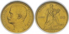 Italie
 Victor-Emmanuel III (1900-1946) 
 20 lires or - 1912 R Rome.
 Magnifique exemplaire.
 Superbe à FDC - NGC MS 61
 1.000 / 1.200