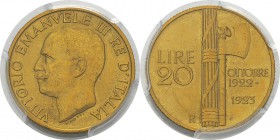 Italie
 Victor Emmanuel III (1900-1946) 
 20 lires or - 1923 R Rome.
 Superbe à FDC - PCGS MS 61
 700 / 900