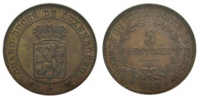 Luxembourg
 Adolphe (1890-1905)
 Essai du 5 centimes - 1889 Bruxelles. Régence du Duc Adolphe de Nassau. 
 Frappé à seulement 100 exemplaires. 
 F...