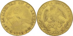 Mexique
 Première République (1823-1867)
 8 escudos or - 1843 Go PM Guanajuato. 
 TTB à Superbe
 1.200 / 1.400