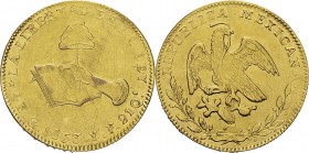 Mexique
 Première République (1823-1867)
 4 escudos or - 1863 Go YF Guanajuato. 
 Superbe - NGC AU 53
 500 / 600
