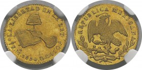 Mexique
 Première République (1823-1867) 
 1/2 escudo or - 1854 Mo GC Mexico.
 Qualité remarquable. 
 Exemplaire de la collection Caballero de las...