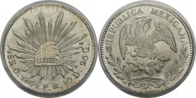 Mexique
 Première République (1823-1867) 
 8 réales - 1864 O FR Oaxaca.
 Magnifique exemplaire.
 Pratiquement FDC - PCGS MS 64
 200 / 300