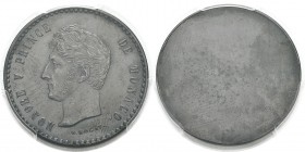 Monaco
 Honoré V (1819-1841)
 Epreuve uniface en bronze du 5 centimes - (1838 MC) - Rogat.
 Très rare.
 Frappe d’Epreuve - PCGS SP 62 BN
 500 / 7...