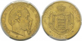 Monaco
 Charles III (1856-1889)
 20 francs or - 1878 A Paris « 7 haut ». 
 D’une qualité exceptionnelle.
 Pratiquement FDC - PCGS MS 64
 1.000 / ...