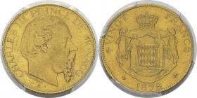 Monaco
 Charles III (1856-1889)
 20 francs or - 1878 A Paris « 7 bas ». 
 Très rare dans cette qualité.
 Superbe à FDC - PCGS MS 62
 700 / 900...