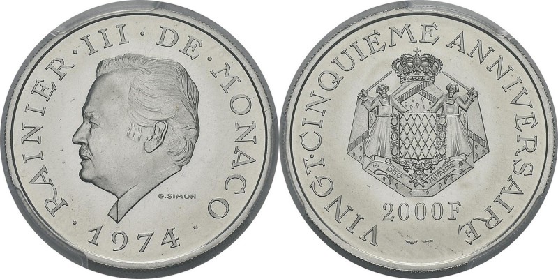 Monaco
 Rainier III (1949-2005)
 2000 francs platine du 25ème anniversaire de ...