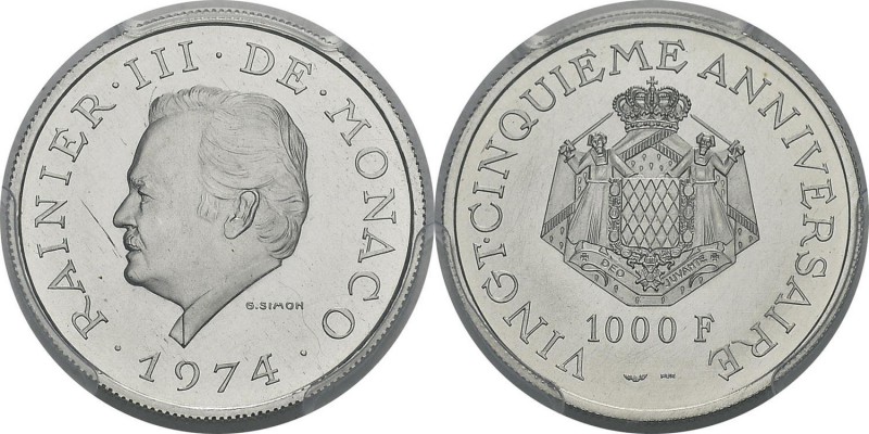 Monaco
 Rainier III (1949-2005)
 1000 francs platine du 25ème anniversaire de ...