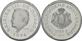 Monaco
 Rainier III (1949-2005)
 1000 francs platine du 25ème anniversaire de règne - 1974
 Flan Bruni - PCGS PR 67 CAMEO
 600 / 800