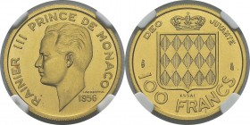 Monaco
 Rainier III (1949-2005)
 Coffret de la Monnaie de Paris contenant un essai en or du 100 francs - 1956
 Très rare en coffret.
 FDC Exceptio...