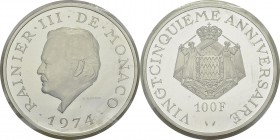 Monaco
 Rainier III (1949-2005)
 100 francs argent du 25ème anniversaire de règne - 1974
 Flan Bruni
 80 / 120