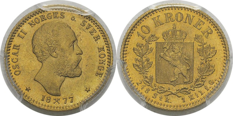 Norvège
 Oscar II (1872-1905)
 10 couronnes or - 1877
 Rarissime surtout dans...