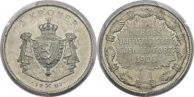 Norvège
 Haakon VII (1905-1957)
 2 couronnes - 1907
 Superbe à FDC - PCGS MS 62
 100 / 200