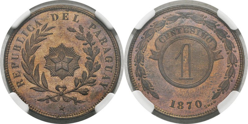 Paraguay
 République (1811 à nos jours) 
 1 centesimo - 1870
 Pratiquement FD...