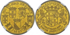 Pays-Bas - Utrecht Provinces Unies (1581-1795)
 Epreuve en or au poids de 6 ducats du 30 stuivers argent - 1685
 D'une insigne rareté.
 Exemplaire ...