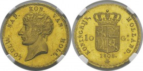 Pays-Bas - Royaume de Hollande
 Louis-Napoléon (1806-1810)
 10 florins or - 1808 Utrecht.
 Type d’une insigne rareté, les rares exemplaires qui app...