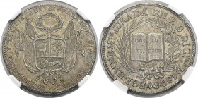 Pérou
 République (1821 à nos jours)
 Médaille de Proclamation au poids de 6 réales - 1826 
 Frappé le 9 décembre 1826 pour la prestation de sermen...