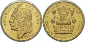 Pérou
 République (1821 à nos jours)
 50 soles or - 1967 Lima.
 FDC - PCGS MS 65
 1.000 / 1.200
