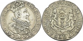 Pologne – Dantzig
 Sigismond III (1587-1632)
 Ort ou 1/4 de taler - 1623 S-B. Stanislas Berman, maître d’atelier 1618-1635. 
 Petites marques devan...