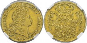 Portugal
 Jean V (1706-1750)
 4 escudos or ou 6400 reis or - 1738 Lisbonne. 
 Rare dans cette qualité.
 Superbe - NGC AU 58
 1.600 / 1.800