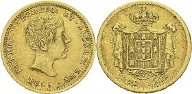 Portugal
 Pierre V (1853-1861)
 1000 reis or - 1855 Lisbonne.
 Superbe
 100 / 200