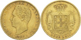 Portugal
 Louis Ier (1861-1889)
 2000 reis or- 1869 Lisbonne. 
 TTB à Superbe
 200 / 250