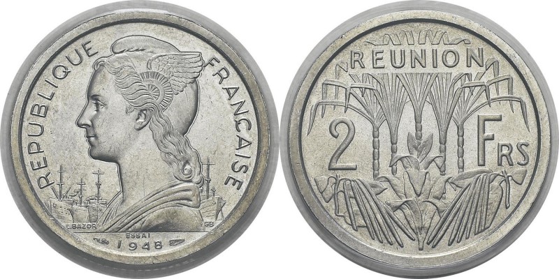Réunion
 Essai-piéfort en aluminium du 2 francs - 1948 Paris.
 Très rare - 104...
