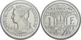 Réunion
 Essai-piéfort en aluminium du 1 franc - 1948 Paris. 
 Très rare - 104 exemplaires.
 Frappe d’Epreuve - PCGS SP 66
 100 / 200