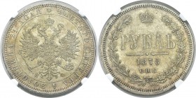 Russie
 Alexandre II (1855-1881)
 1 rouble - 1878 HФ СПБ Saint-Pétersbourg.
 Pratiquement FDC - NGC MS 64
 600 / 800