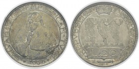 Saint Marin (République de)
 20 lires - 1938 R Rome.
 Année rare.
 Pratiquement FDC - NGC MS 64
 600 / 800