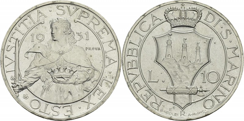 Saint Marin (République de)
 Essai du 10 lires - Prova - 1931 R Rome. 
 100 ex...