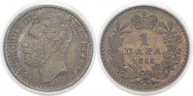 Serbie
 Michel Obrenovich III (1860-1868) 
 1 para - 1868
 Frappe médaille.
 Rare dans cette qualité.
 Pratiquement FDC - PCGS MS 63 RB
 50 / 70...