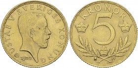 Suède
 Gustave V (1907-1950)
 5 couronnes or - 1920 W. 
 Pratiquement FDC
 100 / 150