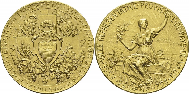 Suisse 
 Canton de Vaud
 Médaille en or - 1897 - G. Hantz.
 Commémore le cent...
