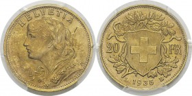 Suisse
 Confédération helvétique (1848 à nos jours) 
 20 francs or - 1935 LB Berne.
 FDC Exceptionnel - NGC MS 66
 350 / 450