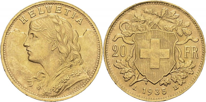 Suisse
 Confédération helvétique (1848 à nos jours) 
 20 francs or - 1935 LB B...