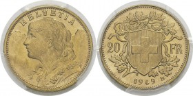Suisse
 Confédération helvétique (1848 à nos jours) 
 20 francs or - 1949 B Berne.
 FDC Exceptionnel - PCGS MS 66
 350 / 450