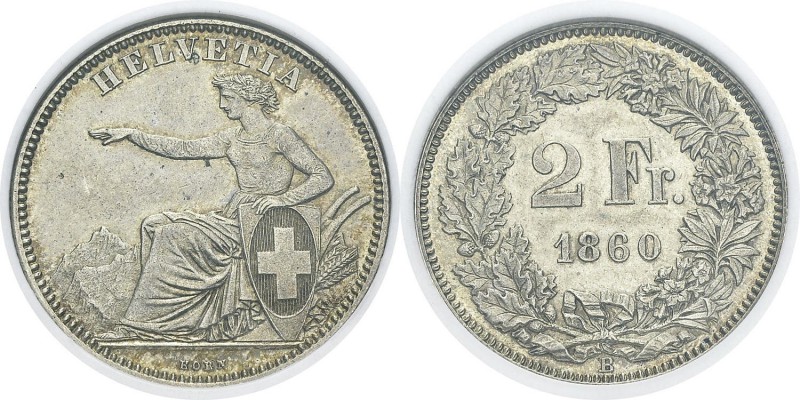 Suisse
 Confédération helvétique (1848 à nos jours) 
 2 francs - 1860 B Berne....