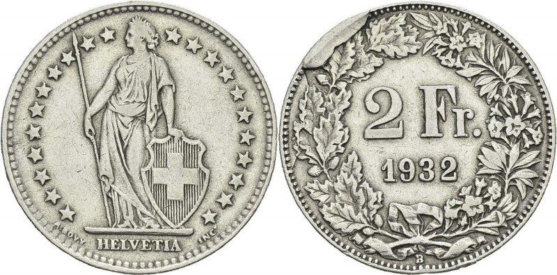 Suisse
 Confédération helvétique (1848 à nos jours) 
 2 francs - 1932 B Berne....