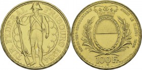 Suisse - Tir Fédéral 
 Canton de Fribourg
 100 francs or - 1934 B Berne. Nettoyé.
 Superbe à FDC
 800 / 900