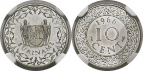 Surinam
 Epreuve sur flan bruni du 10 cents - 1966 Utrecht.
 Très rare.
 Flan Bruni - NGC PF 66 CAMEO
 100 / 200