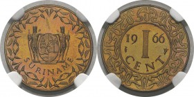 Surinam
 Epreuve sur flan bruni du 1 cent - 1966 Utrecht.
 Très rare.
 Flan Bruni - NGC PF 66 CAMEO
 100 / 200