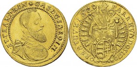 Transylvanie
 Gabriel Bethlen (1613-1629)
 1 ducat or - 1629 - NB Nagybanya. 
 Très rare.
 Infime nettoyage.
 Superbe à FDC
 3.500 / 3.800