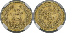 Tunisie
 Ali Bey (1299-1320 AH / 1882-1902)
 15 francs / 25 piastres or - 1308 AH (1891) A Paris. 
 Pratiquement FDC - NGC MS 64
 600 / 800